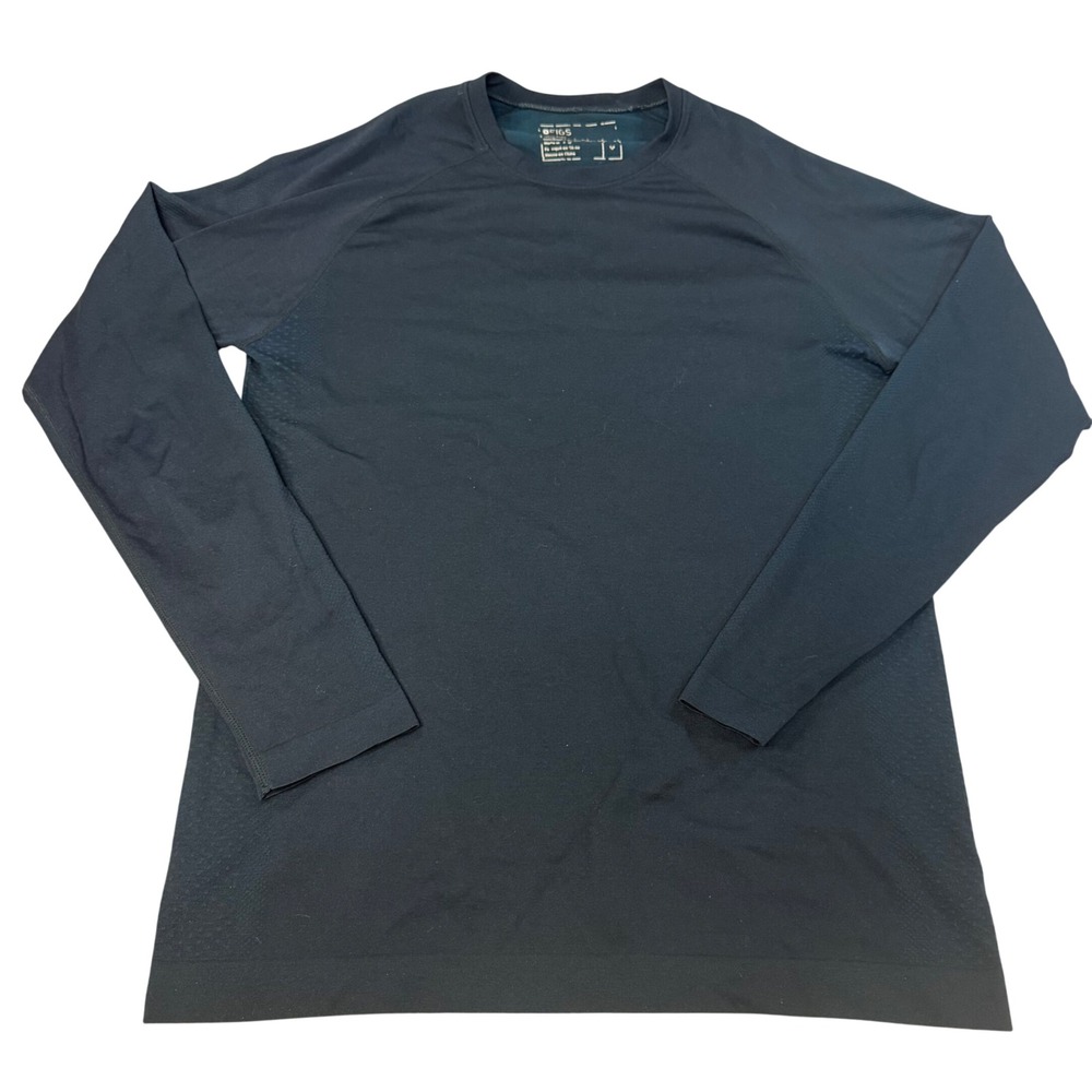 FIGS Mens Seamless Long Sleeve Underscrub Top Black Crew Neck Size Medium